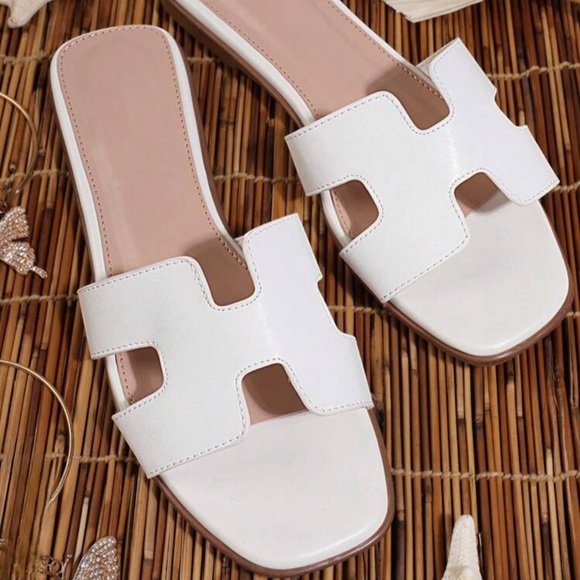 White Flat/Slide Sandals - Picture 2 of 5